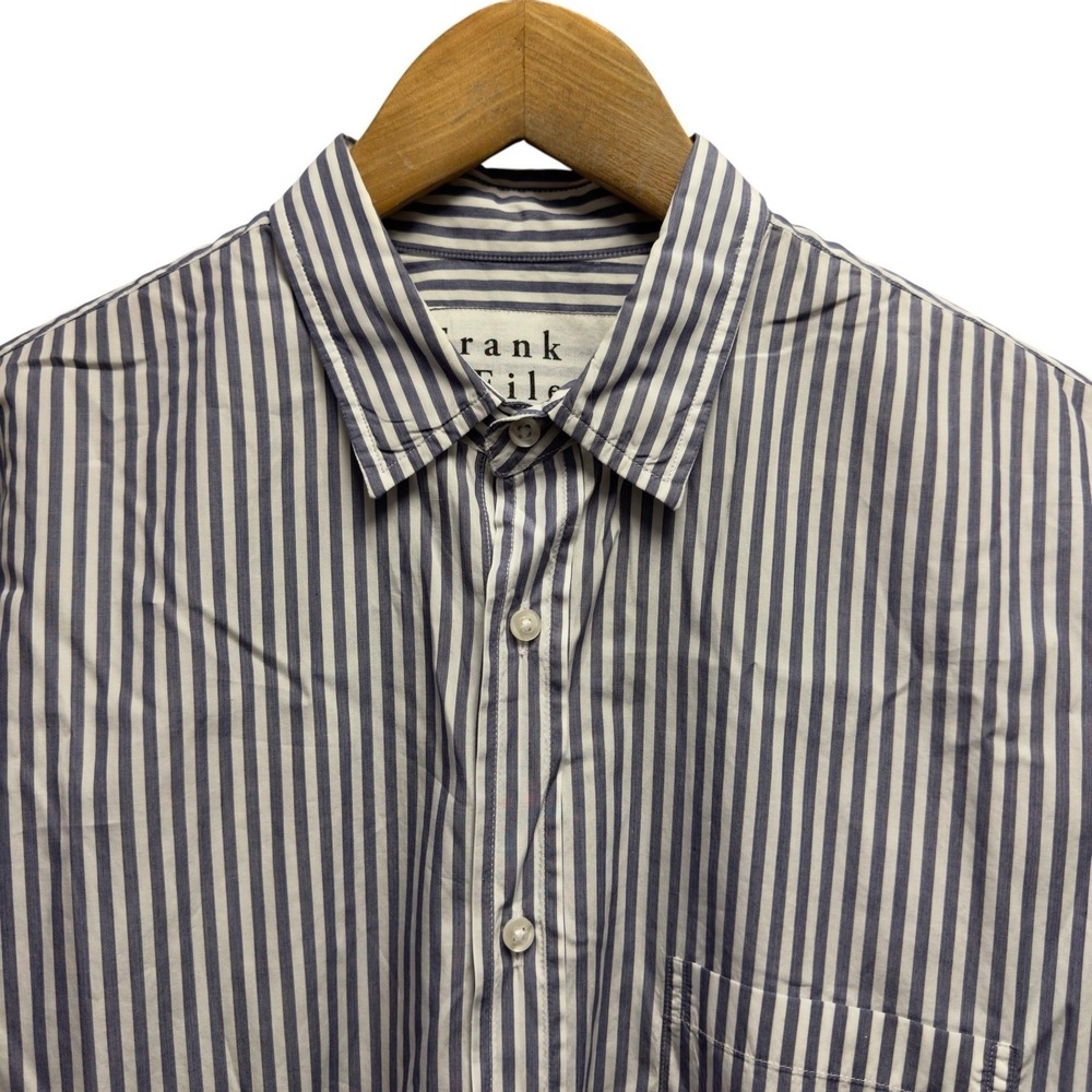 Frank & Eileen "Luke" Men's XL White/Blue Striped Button Front L/S Cotton Shirt